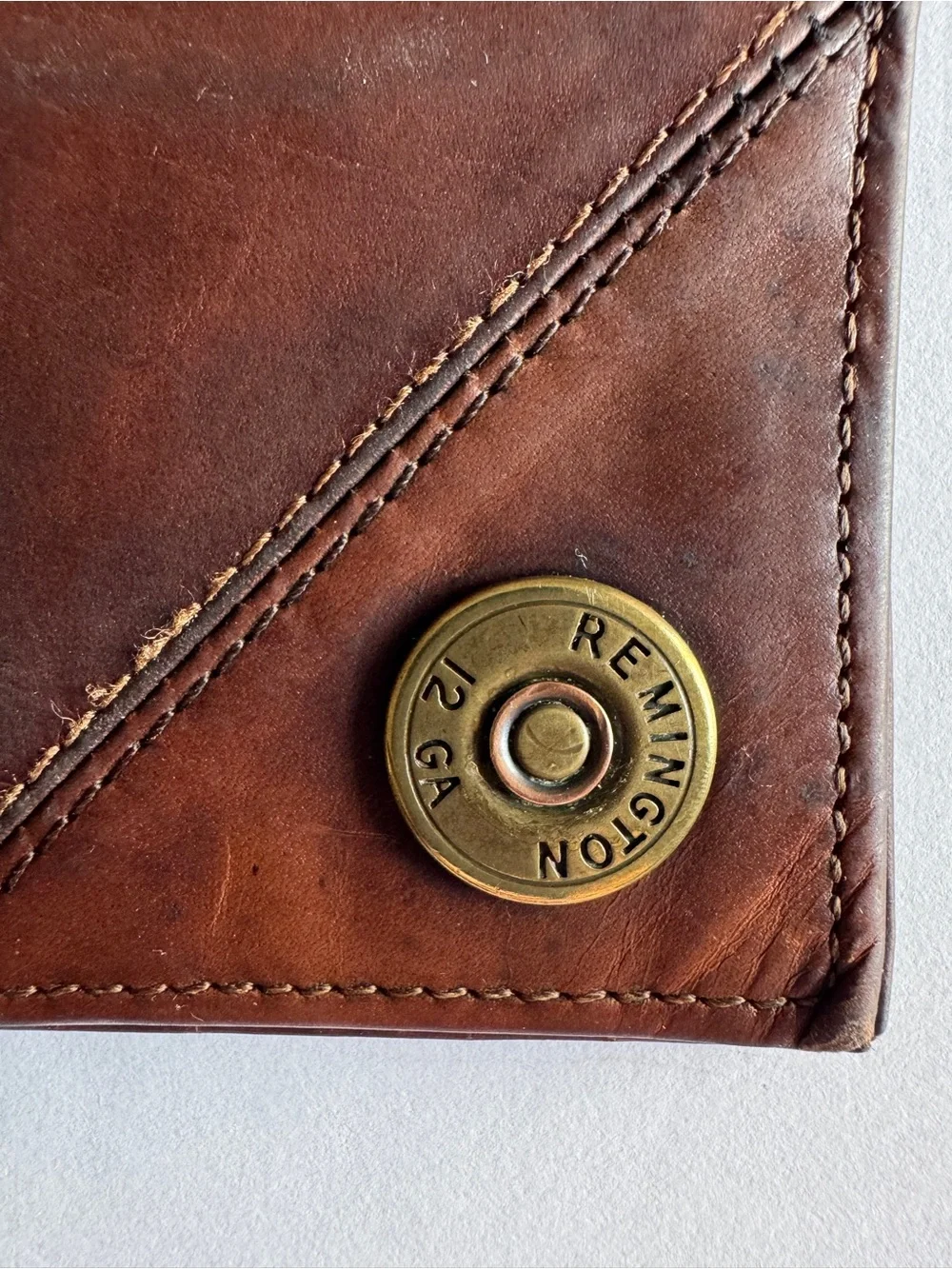 Vintage Remington Brown Leather Wallet with Brass Accent